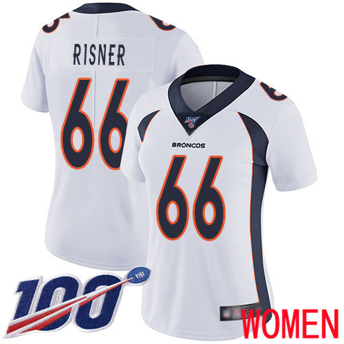 Women Denver Broncos #66 Dalton Risner White Vapor Untouchable Limited Player 100th Season Football NFL Jersey->youth nfl jersey->Youth Jersey